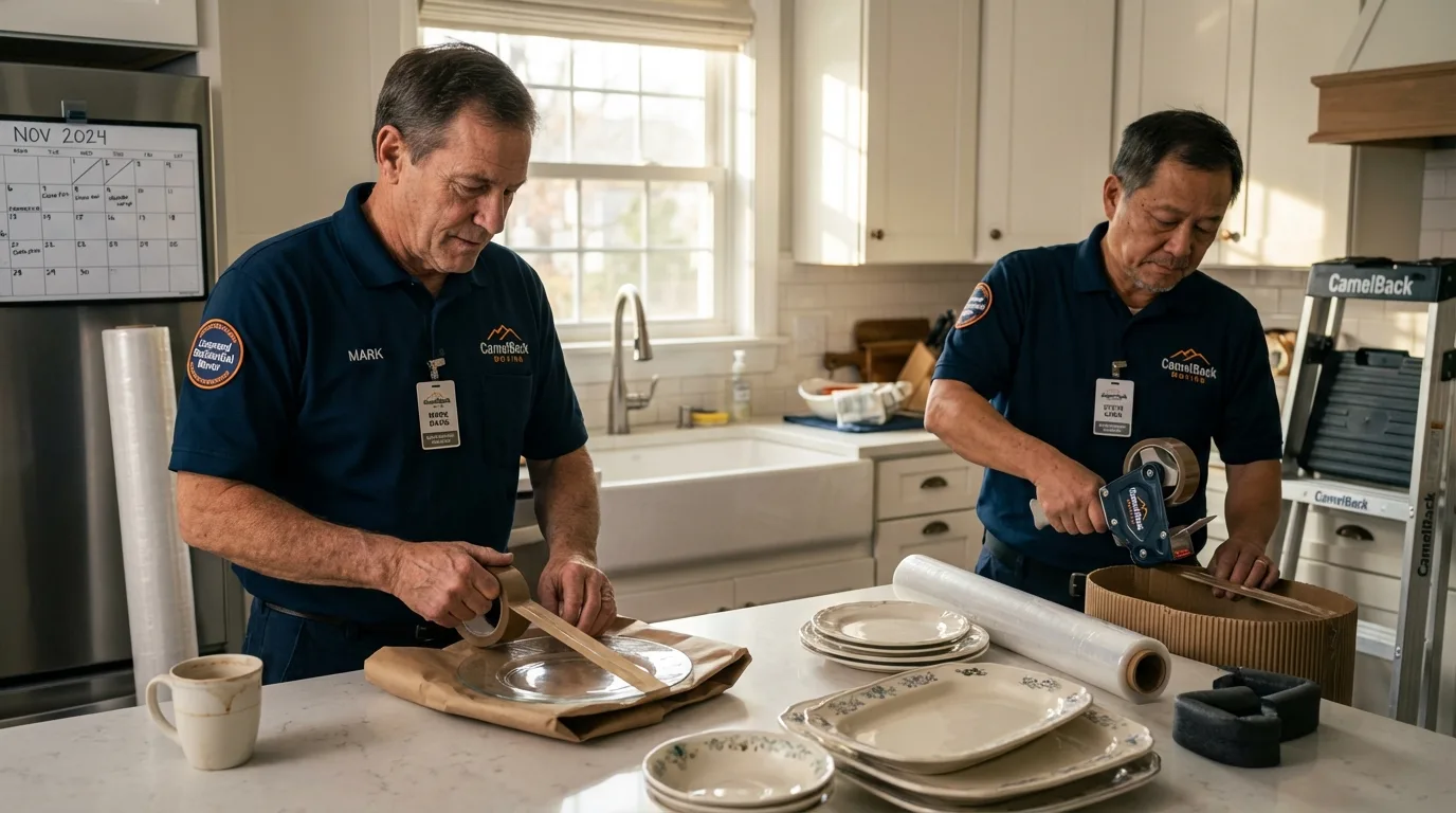 Professional crew packing kitchen dishware in Jacksonville, IL